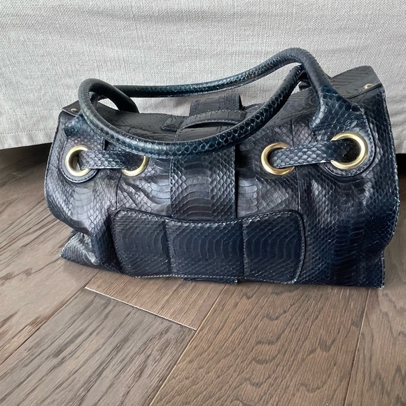 Jimmy Choo navy python leather handbag - Picture 3 of 6